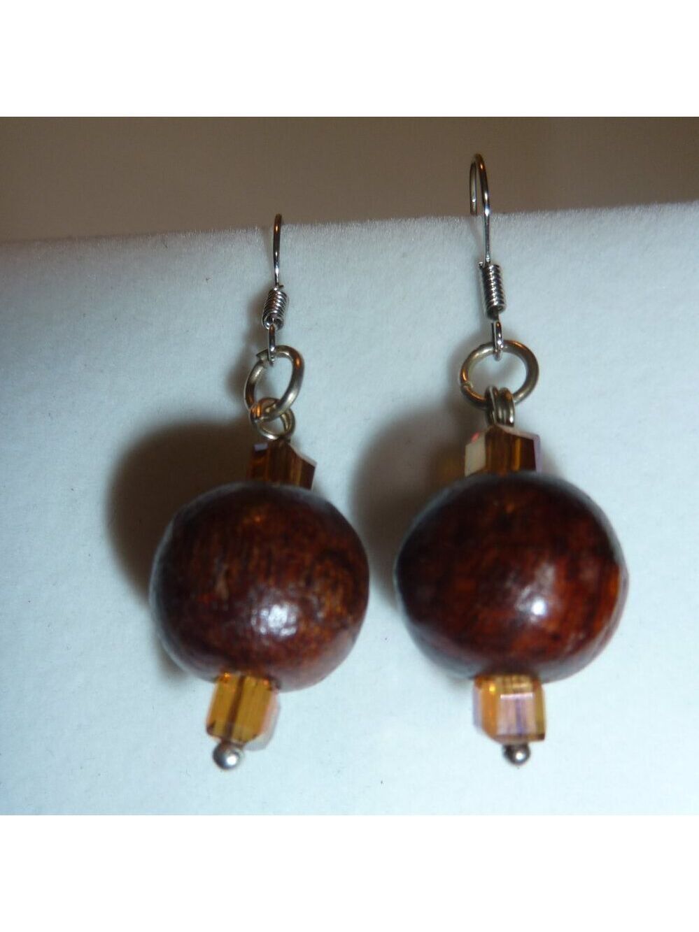 No 200 Pretty minimalist handmade earrings with wood pieces